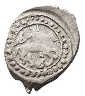 Russian Coin of XVth century with falconer during reign of Vasiliy Dark (Vasiliy II)